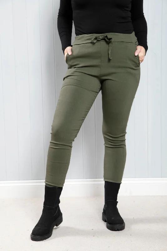 Khaki Plain Magic Pants