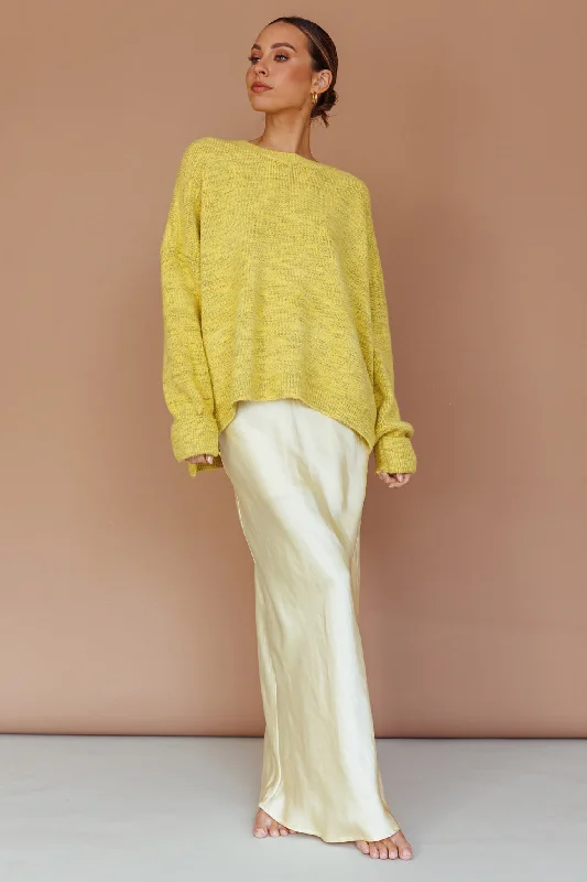 Kayce Dropped Shoulder Knit Sweater Yellow