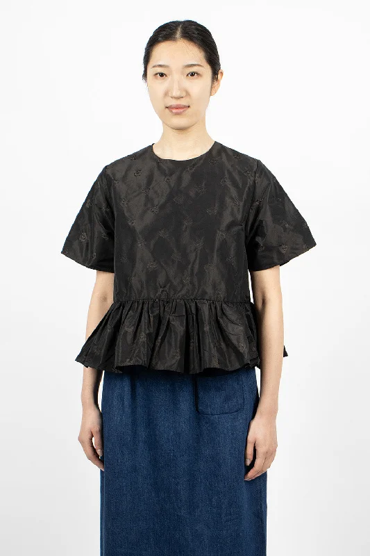 Mumu Top Black Flower Jacquard