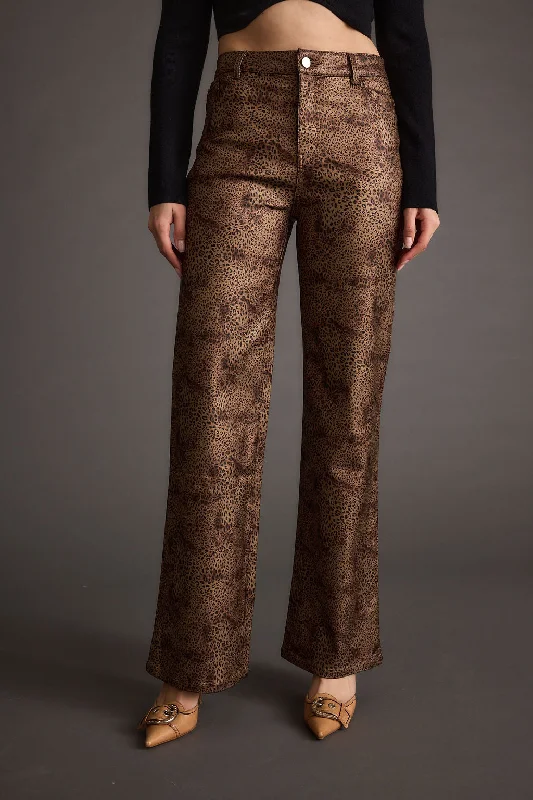 After Hours Coated Leopard Pants