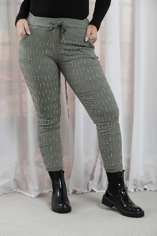 Embellished Magic Pants Khaki