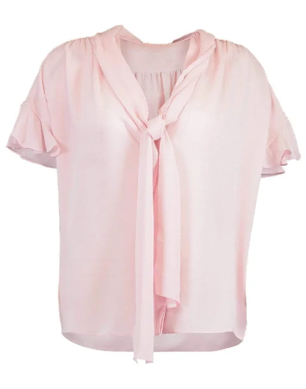 Rose Short Sleeve Tie Front Blouse