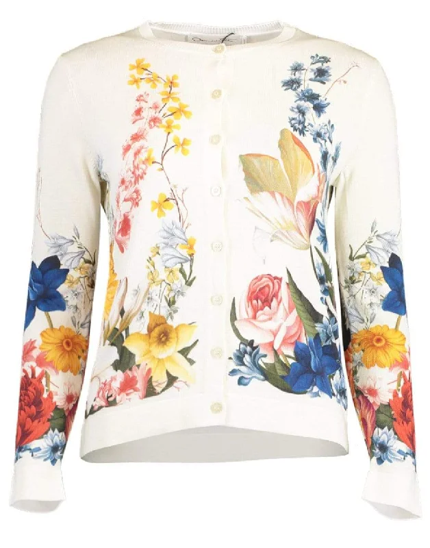 Long Sleeve Button Front Floral Cardigan