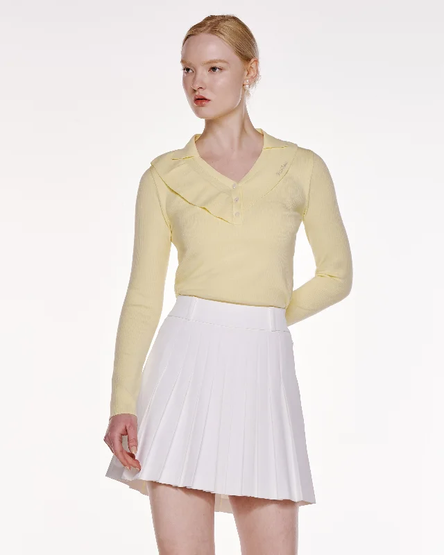 Ribbon Point Collar Knit - Lemon