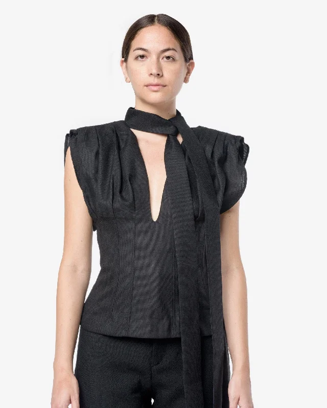 Le Haut Plisse Top in Black