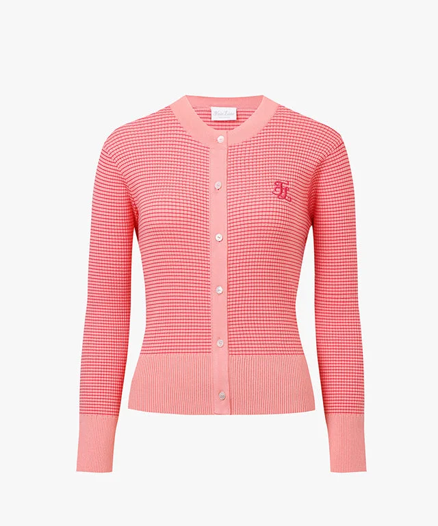 [Final Sale] FAIRLIAR Mini Waffle Cardigan (Pink Coral)