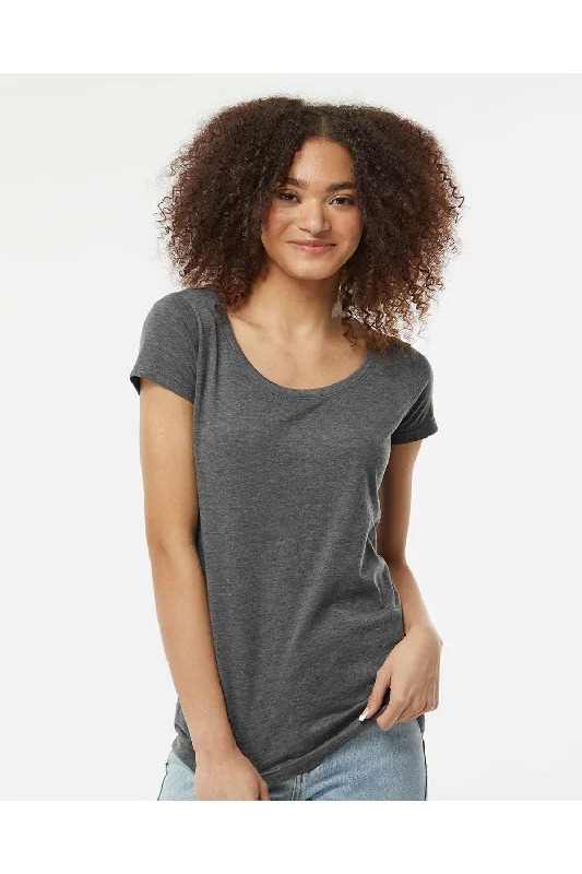 Tultex Womens Poly-Rich Short Sleeve Scoop Neck T-Shirt - Heather Charcoal Grey