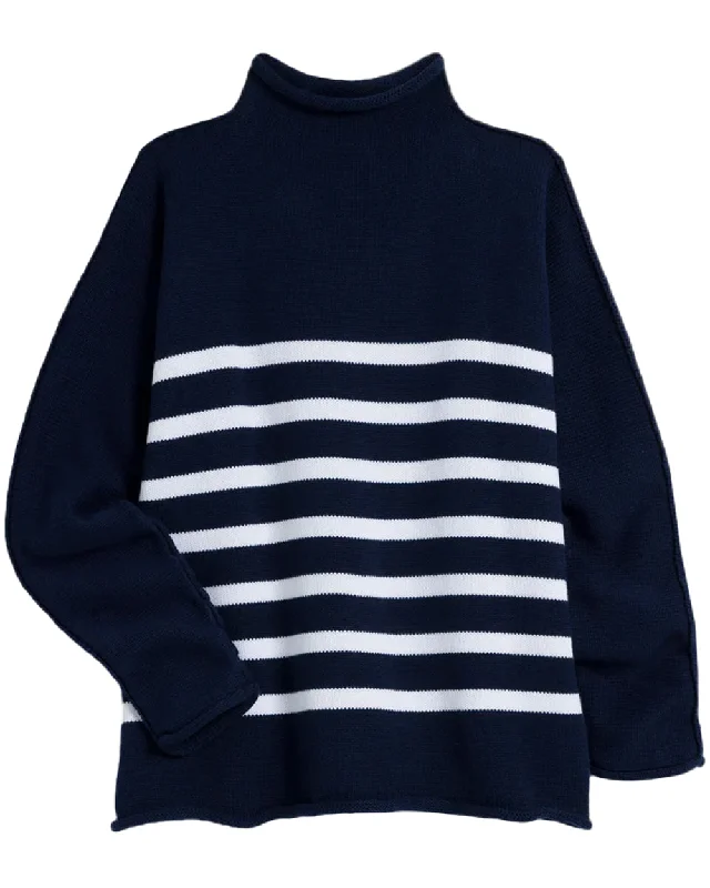 Navy and White Stripe Knit Monterey Sweater