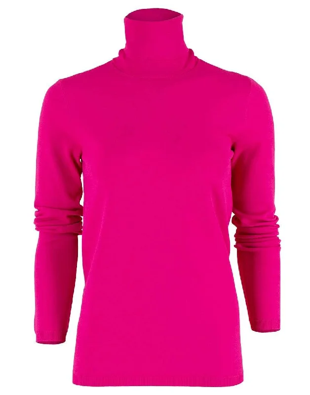 Cerise Compact Knit Turtleneck Top