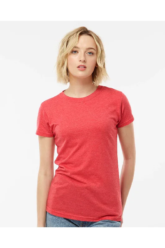 Tultex Womens Poly-Rich Short Sleeve Crewneck T-Shirt - Heather Red - Closeout