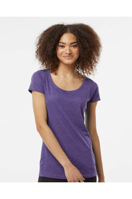 Tultex Womens Poly-Rich Short Sleeve Scoop Neck T-Shirt - Heather Purple - Closeout