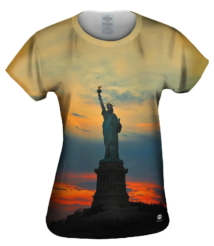 Statue Of Liberty Golden Sunset