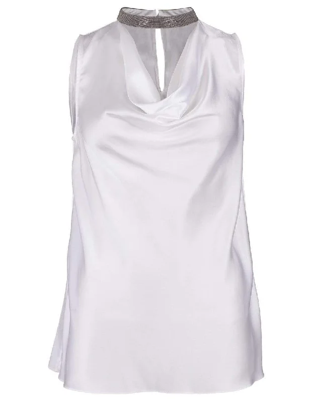 White Silk Cowl Monili Neck Tank