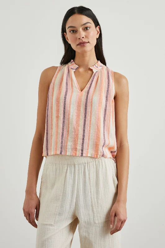 CHRISTY TOP - PAPAYA STRIPE