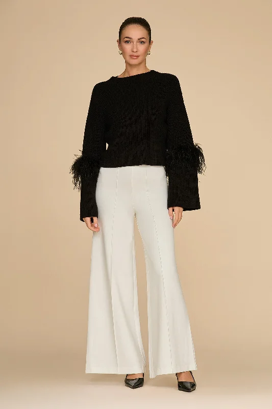 Ava Ultra-Sculpting Ponte Wide Leg Pant - Pearl