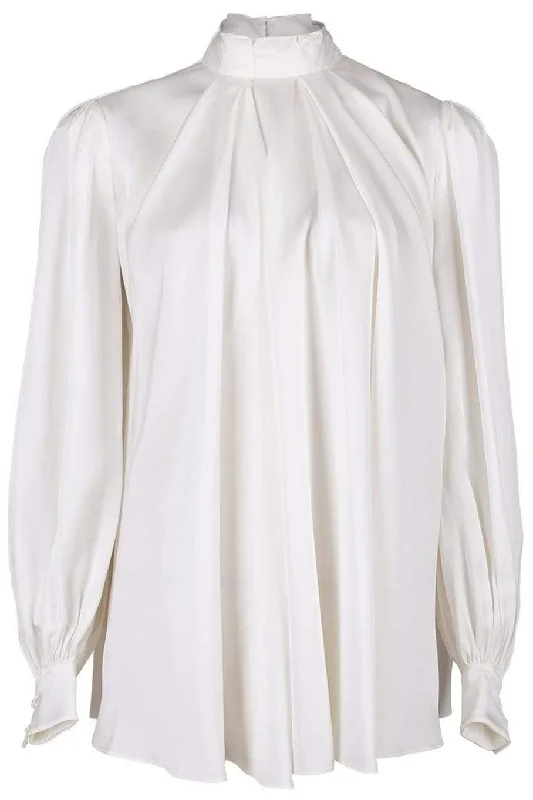 Ivory Silk High Neck Blouse